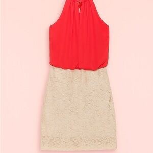 Windsor Red and Cream Backless Dress